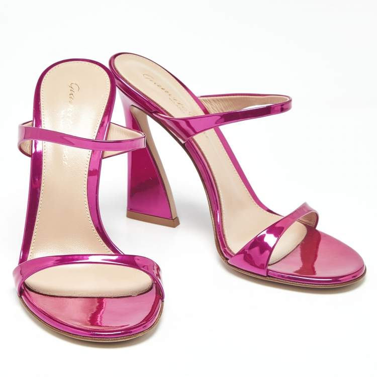 Pre Owned Gianvito Rossi Metallic Pink Leather Aura Sandals Size 36