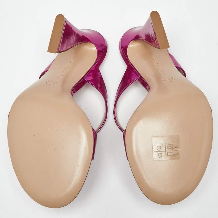 Pre Owned Gianvito Rossi Metallic Pink Leather Aura Sandals Size 36