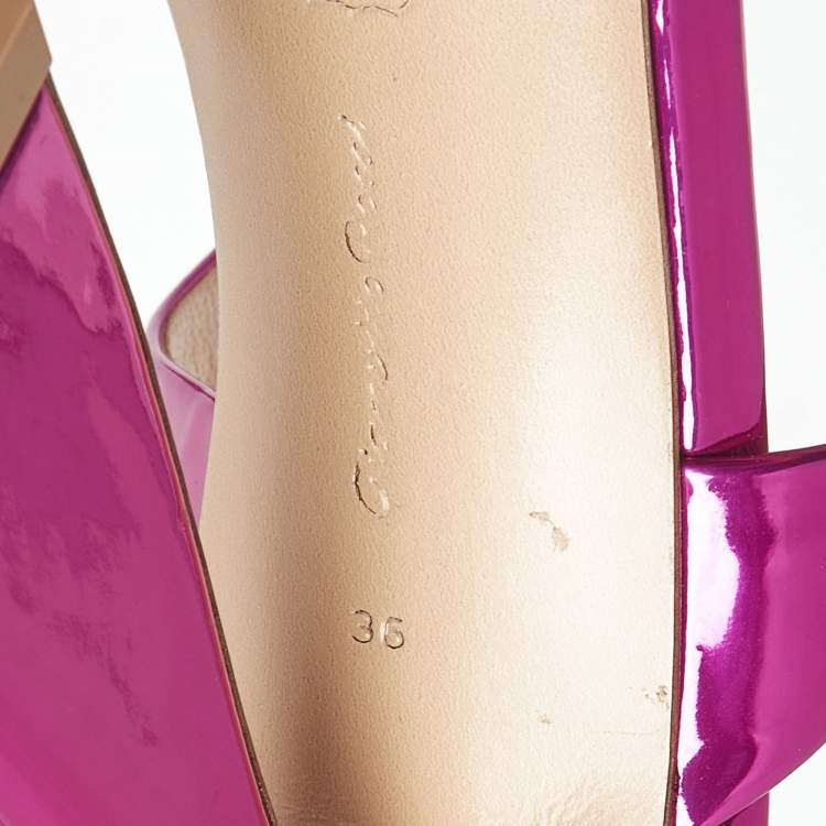 Pre Owned Gianvito Rossi Metallic Pink Leather Aura Sandals Size 36