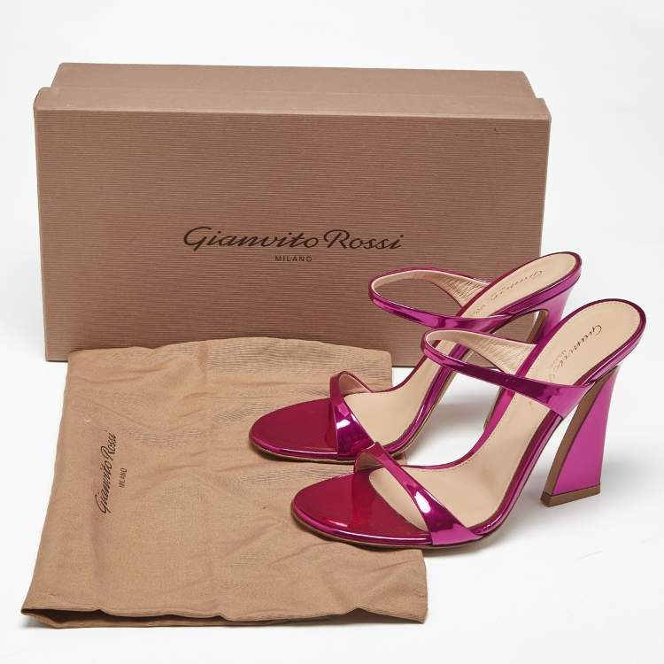 Pre Owned Gianvito Rossi Metallic Pink Leather Aura Sandals Size 36
