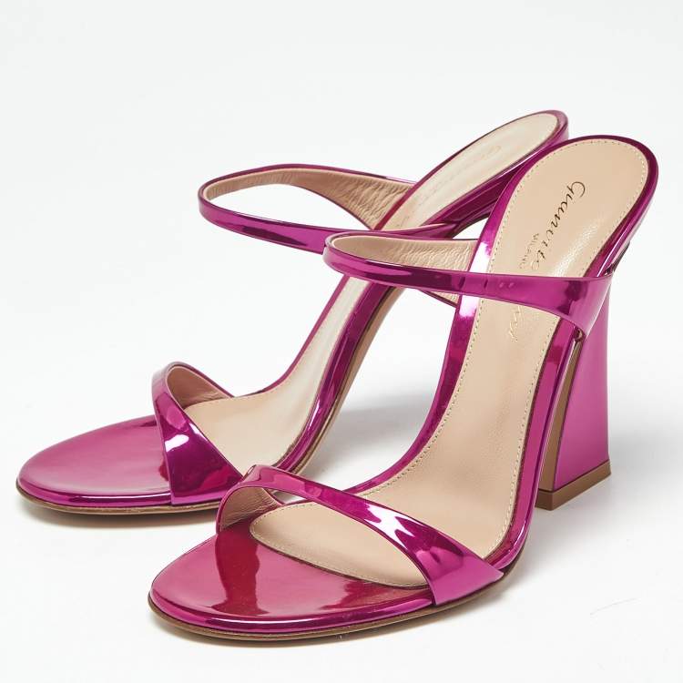 Pre Owned Gianvito Rossi Metallic Pink Leather Aura Sandals Size 36