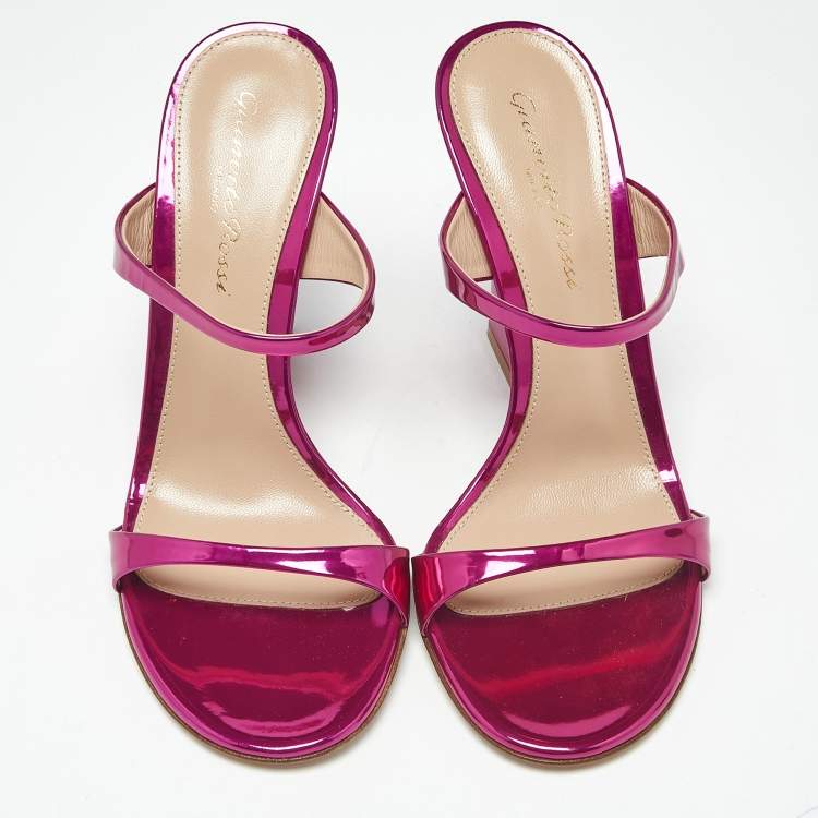 Pre Owned Gianvito Rossi Metallic Pink Leather Aura Sandals Size 36