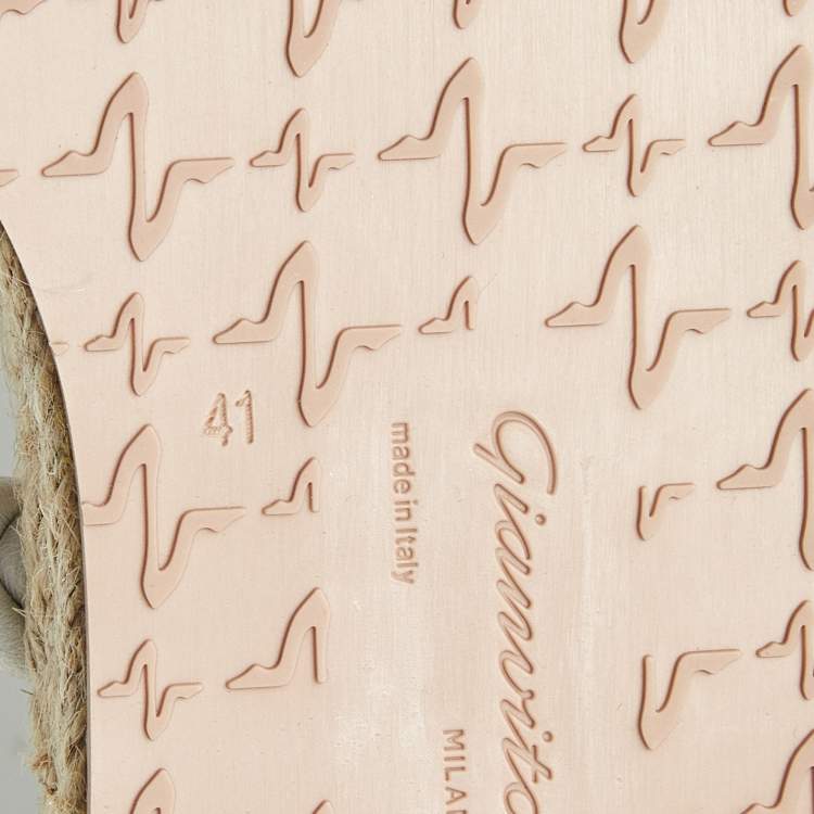 Pre Owned Gianvito Rossi White Braided Leather Platform Espadrille Sandals Size 41