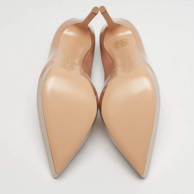 Pre Owned Gianvito Rossi Beige Patent Leather Dasha Platform Pumps Size 42