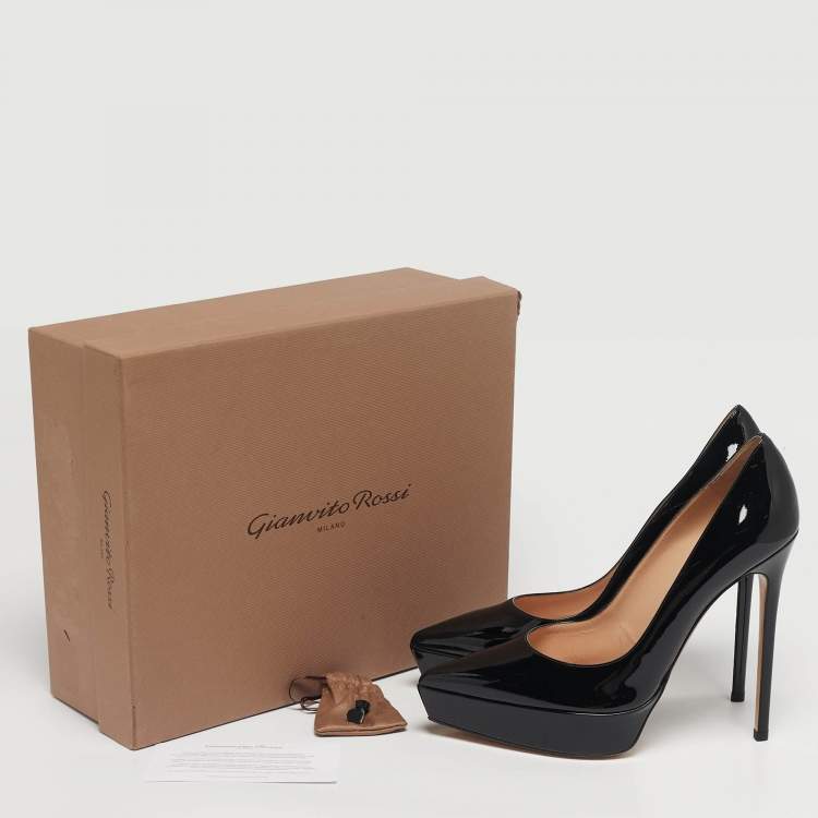 Pre Owned Gianvito Rossi Black Patent Leather Dasha Platform Pumps Size 41
