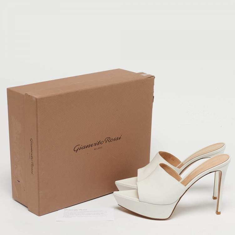 Pre Owned Gianvito Rossi White Leather Betty Platform Mules Size 40