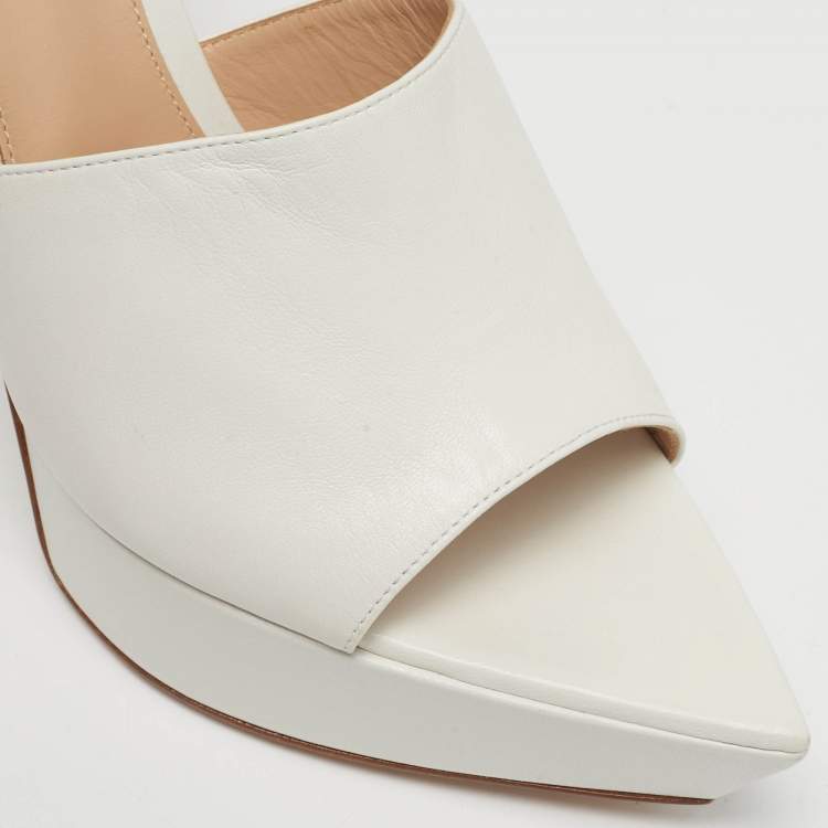 Pre Owned Gianvito Rossi White Leather Betty Platform Mules Size 40