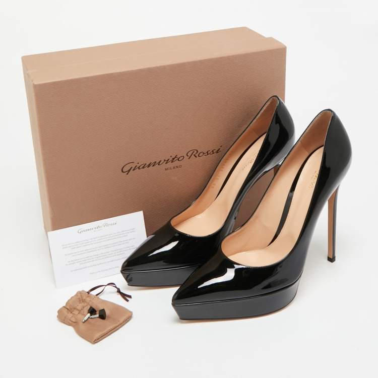 Pre Owned Gianvito Rossi Black Patent Leather Dasha Platform Pumps Size 42