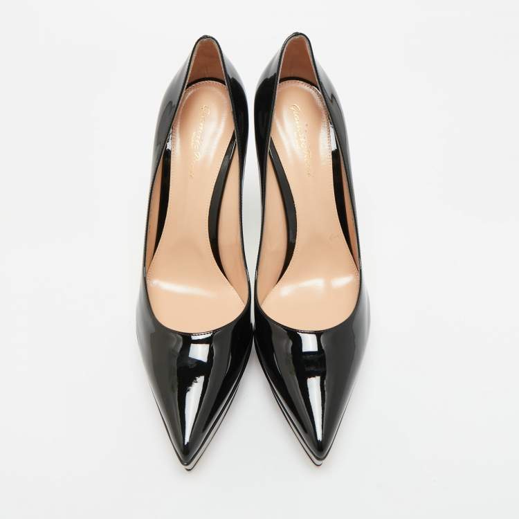 Pre Owned Gianvito Rossi Black Patent Leather Dasha Platform Pumps Size 42