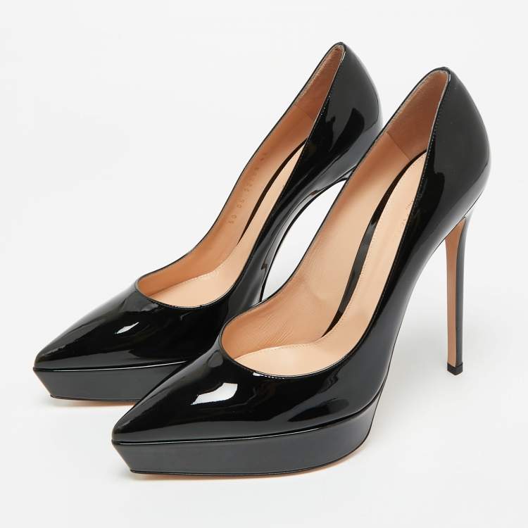 Pre Owned Gianvito Rossi Black Patent Leather Dasha Platform Pumps Size 42