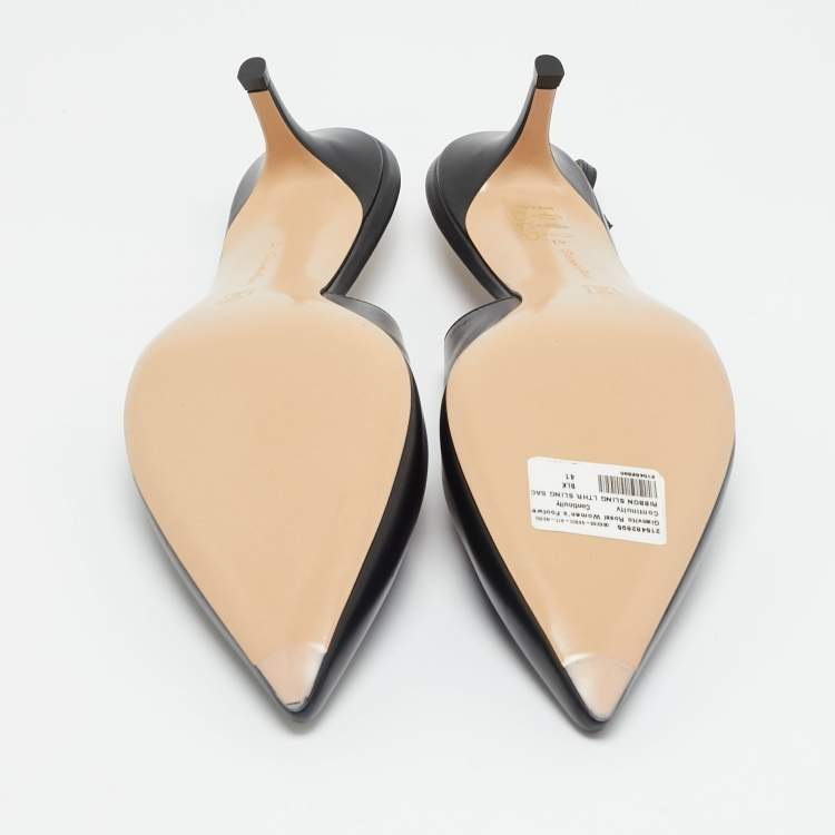 Pre Owned Gianvito Rossi Ribbon Size 41 Black Leather Pumps