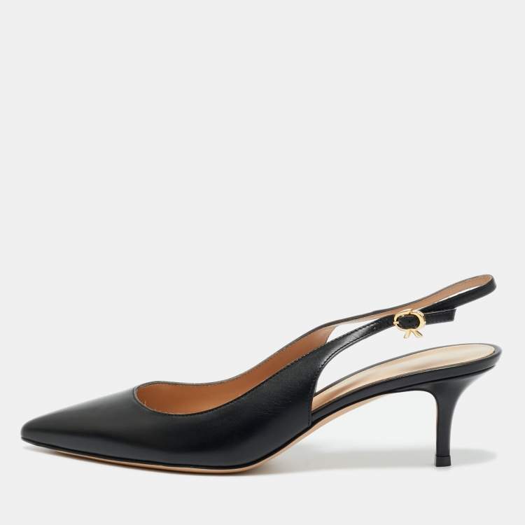 Pre Owned Gianvito Rossi Ribbon Size 41 Black Leather Pumps