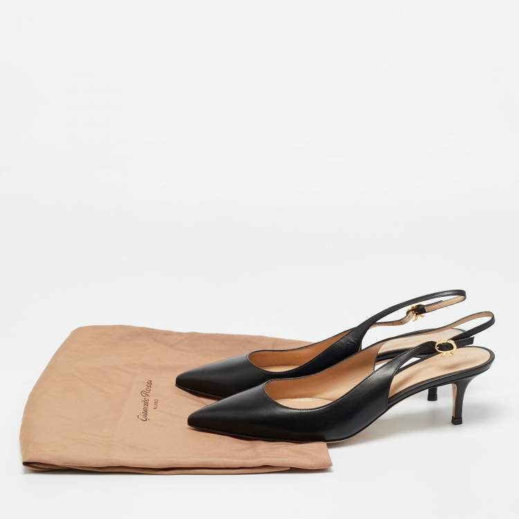 Pre Owned Gianvito Rossi Ribbon Size 41 Black Leather Pumps