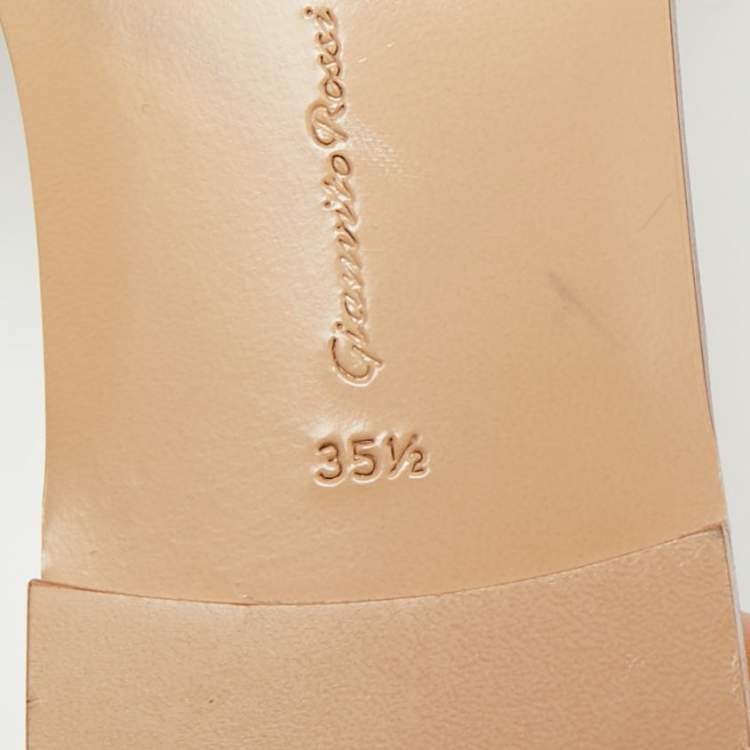 Pre Owned Gianvito Rossi Bijoux  Brown Leather Ankle Strap Flats Size 35.5