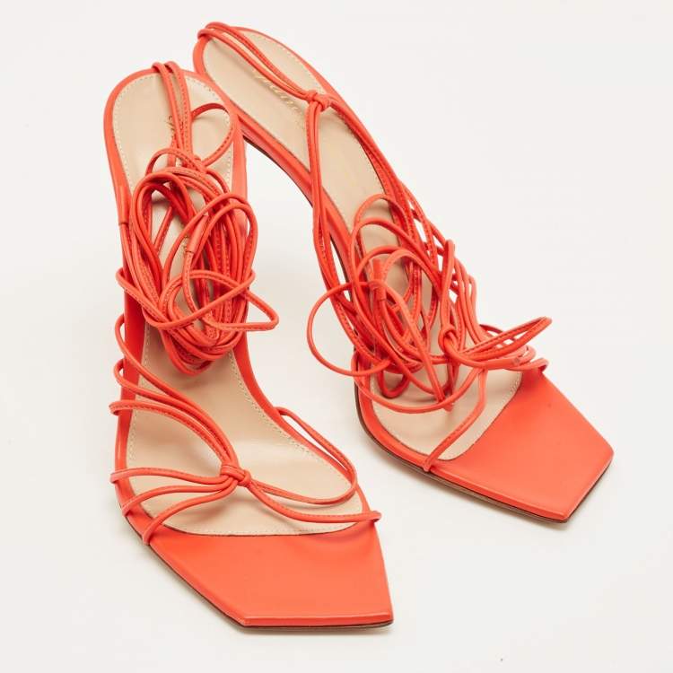 Pre Owned Gianvito Rossi Sylvie Size 38 Red Leather Ankle Strap Sandals