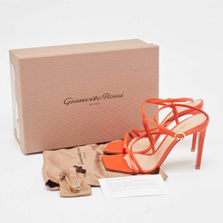مملوكة مسبقًا Gianvito Rossi Geom Size 36  Coral Red Leather Geom Strappy Sandals