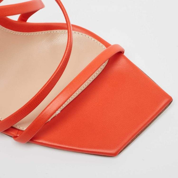 مملوكة مسبقًا Gianvito Rossi Geom Size 36  Coral Red Leather Geom Strappy Sandals