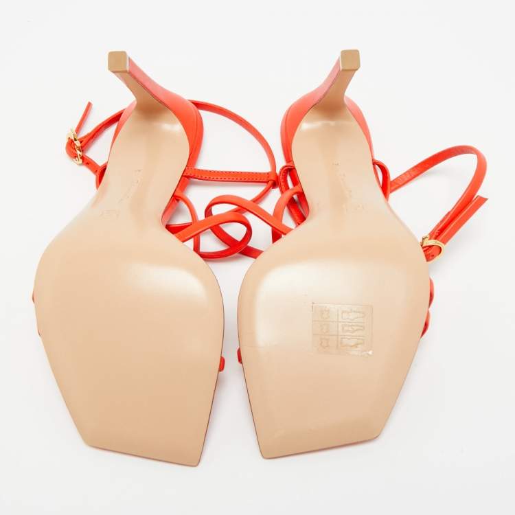 مملوكة مسبقًا Gianvito Rossi Geom Size 36  Coral Red Leather Geom Strappy Sandals
