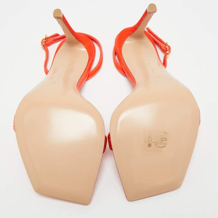 Pre Owned Gianvito Rossi Britney Size 39.5 Red Velvet Slingback Sandals