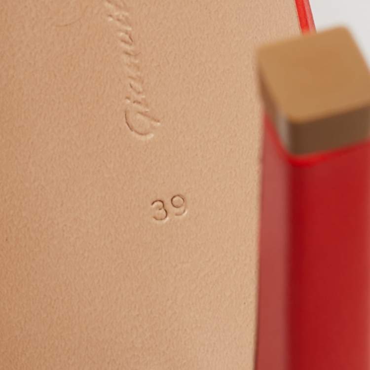 Pre Owned Gianvito Rossi Manilla Size 39 Red Leather Ankle Strap Sandals