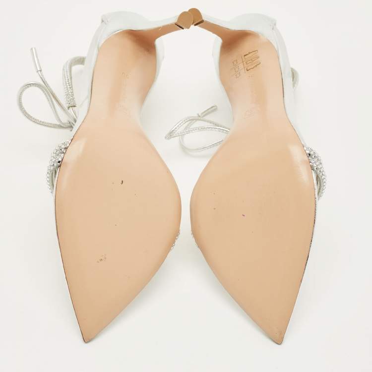 Pre Owned Gianvito Rossi Montecarlo Size 38 Silver Leather Ankle Strap Sandals