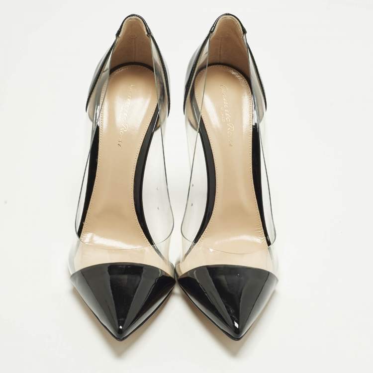 مملوكة مسبقًا Gianvito Rossi Plexi Size 41 Black/Transparent Patent Leather and PVC Pumps