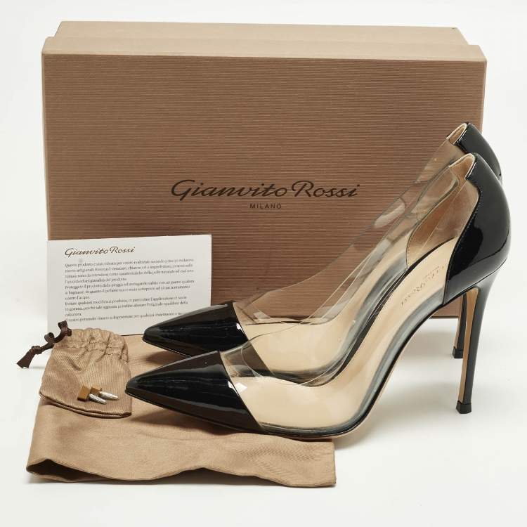 مملوكة مسبقًا Gianvito Rossi Plexi Size 41 Black/Transparent Patent Leather and PVC Pumps