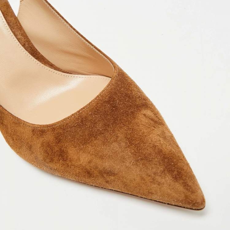 مملوكة مسبقًا Gianvito Rossi Anna Size 40.5 Brown Suede Slingback Pumps