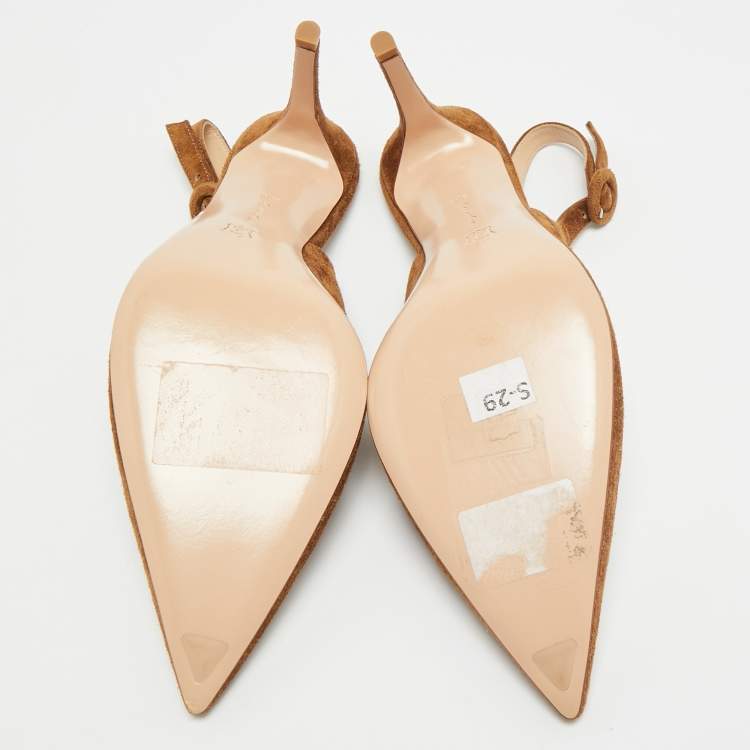 مملوكة مسبقًا Gianvito Rossi Anna Size 40.5 Brown Suede Slingback Pumps