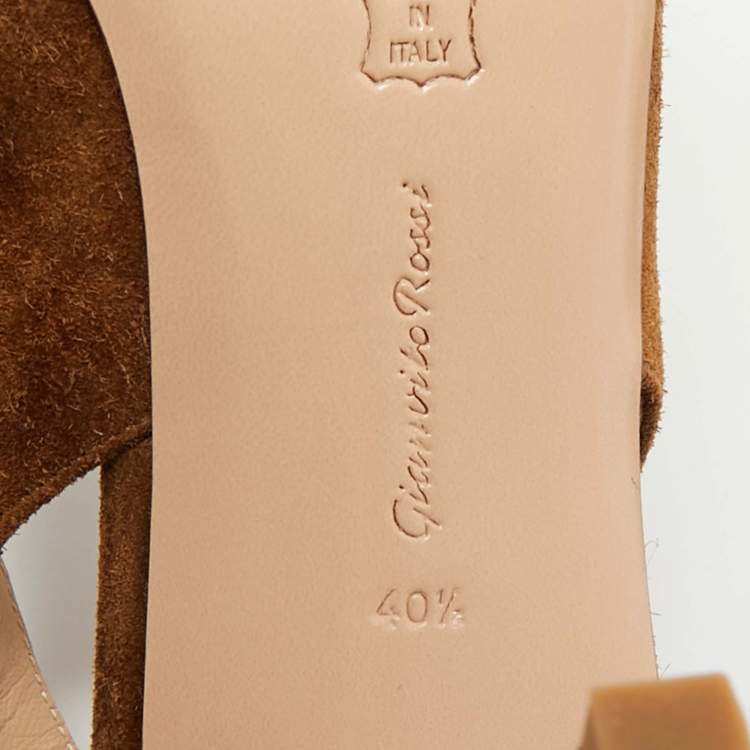 مملوكة مسبقًا Gianvito Rossi Anna Size 40.5 Brown Suede Slingback Pumps