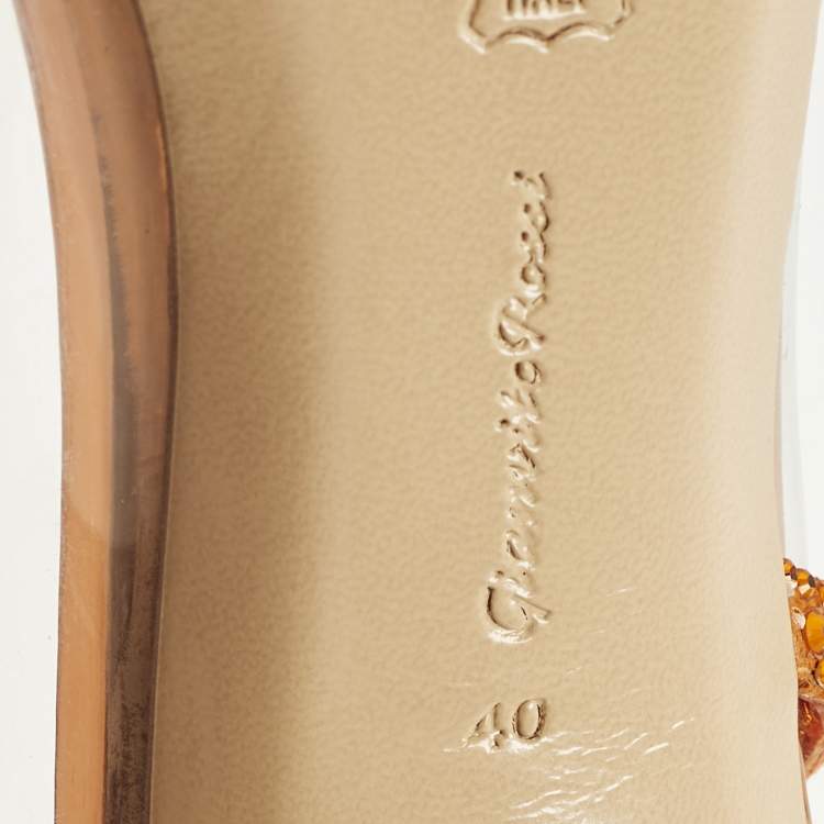 مملوكة مسبقًا Gianvito Rossi Hortensia Size 40 Transparent/Orange PVC and Suede Pumps
