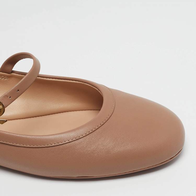 Pre Owned Gianvito Rossi Carla Size 39 Beige Leather Ballet Flats