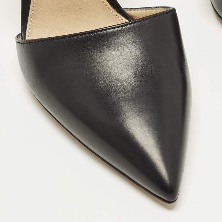 Pre Owned Gianvito Rossi Size 38 Black Leather Pointed Toe D'orsay Pumps