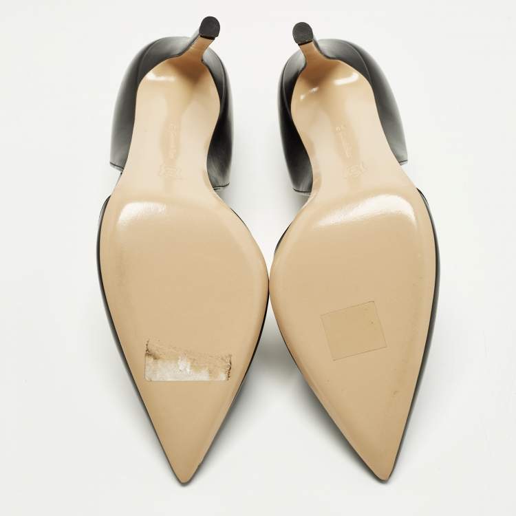 Pre Owned Gianvito Rossi Size 38 Black Leather Pointed Toe D'orsay Pumps