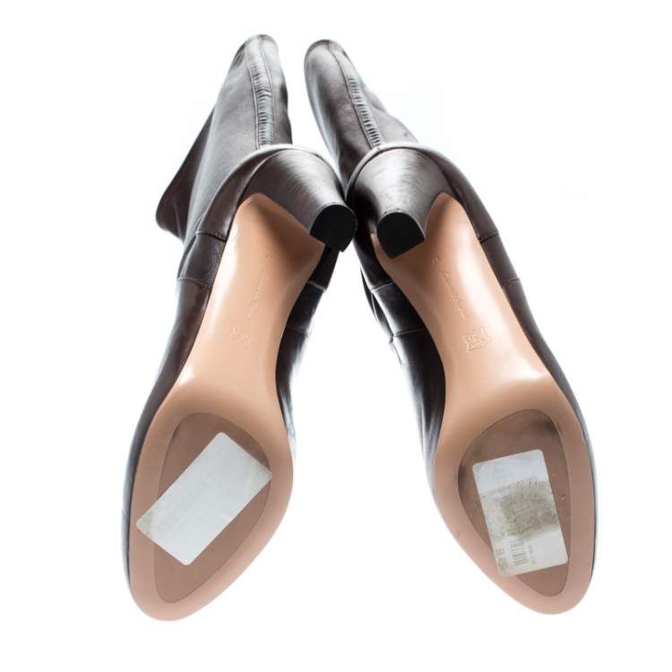 Pre Owned Gianvito Rossi Brown Leather Knee High Boots Size 37