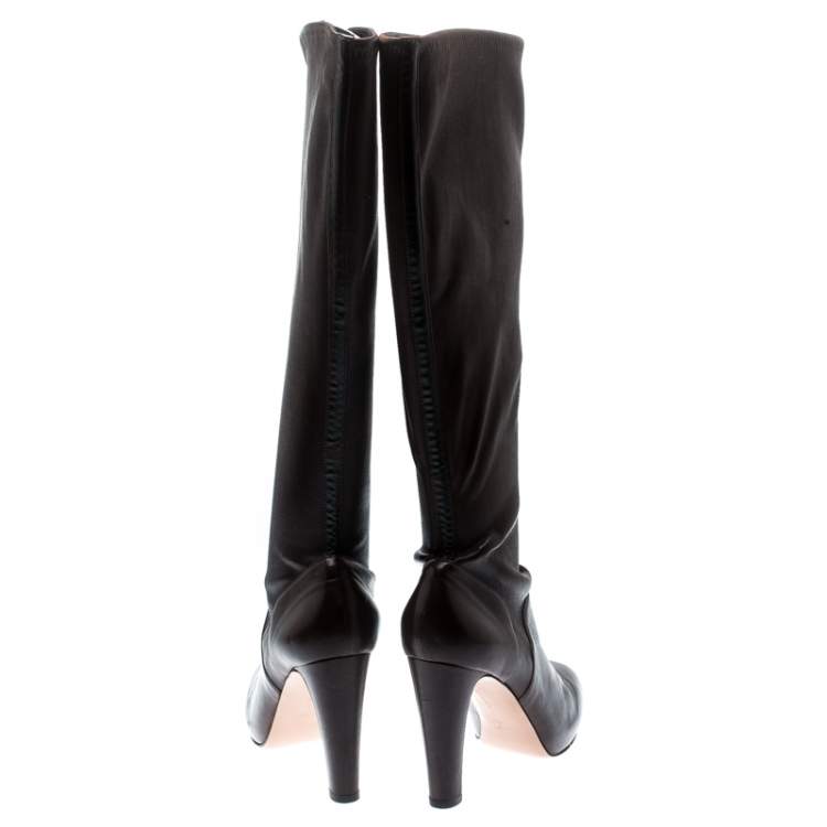 Pre Owned Gianvito Rossi Brown Leather Knee High Boots Size 37