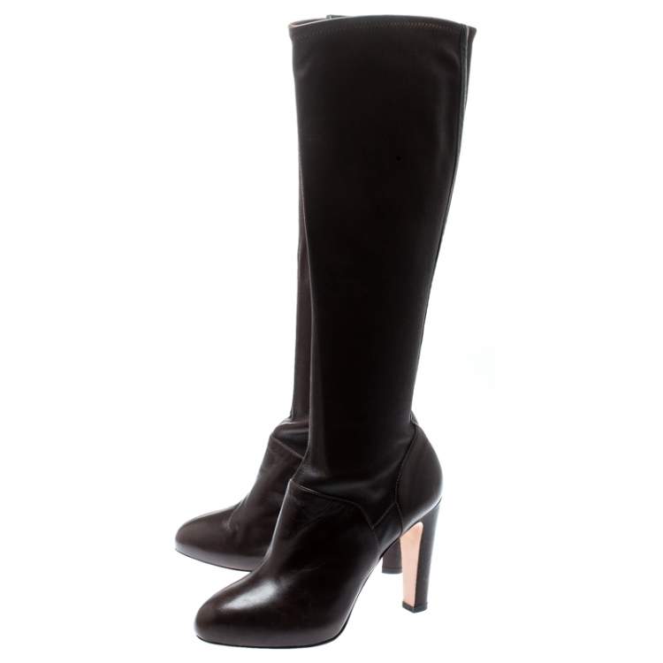 Pre Owned Gianvito Rossi Brown Leather Knee High Boots Size 37