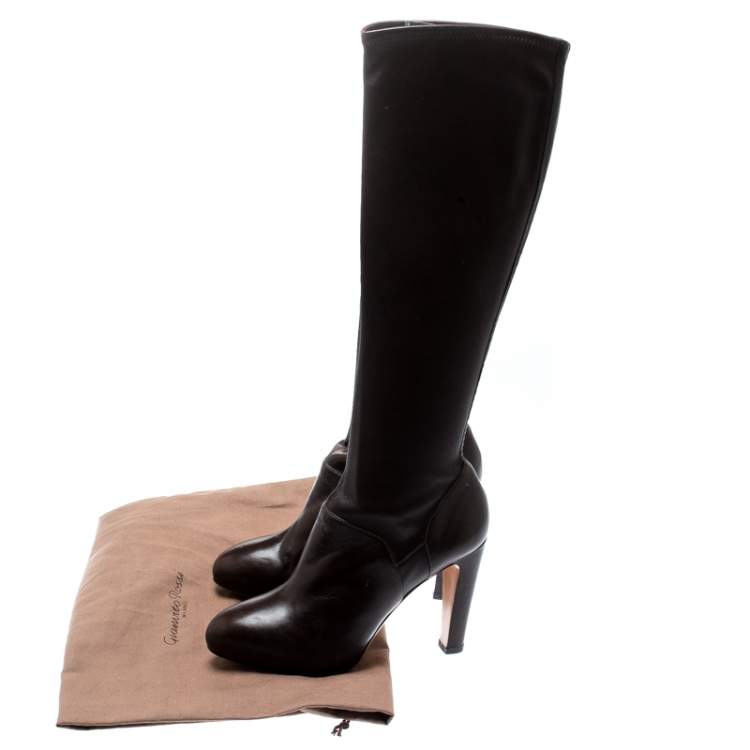 Pre Owned Gianvito Rossi Brown Leather Knee High Boots Size 37