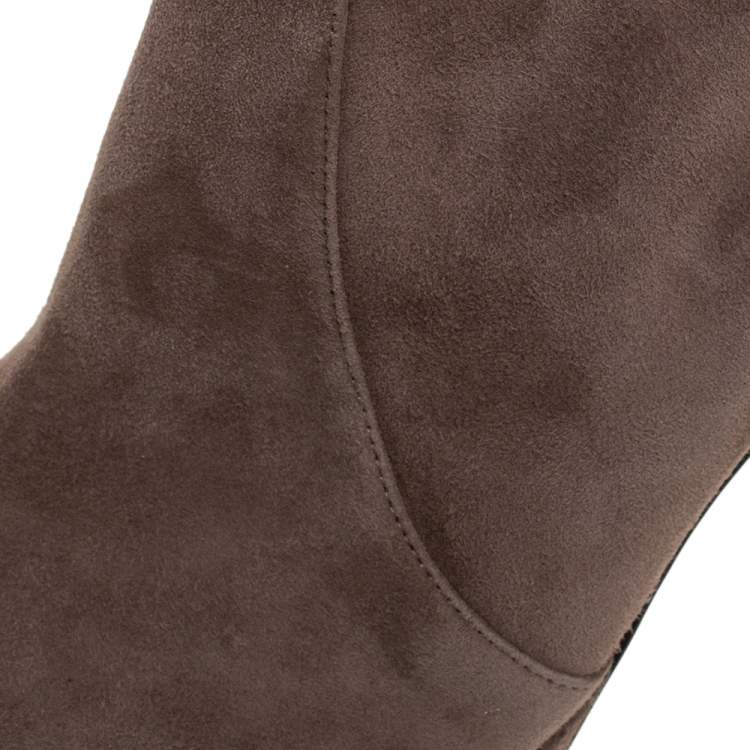 Pre Owned Gianvito Rossi Beige Suede Over the Knee Boots Size 39