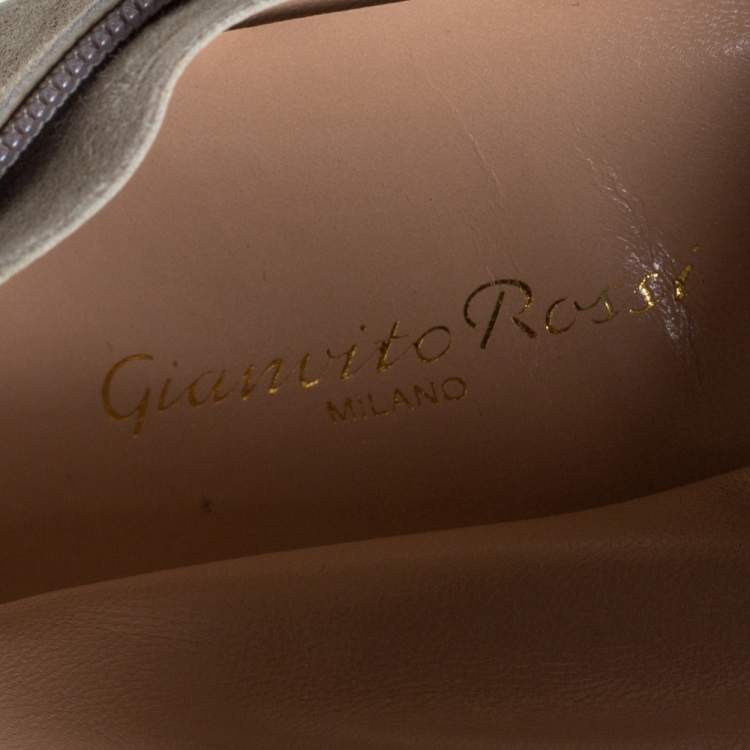 Pre Owned Gianvito Rossi Grey Suede Round Toe Ankle Boots Size 40.5