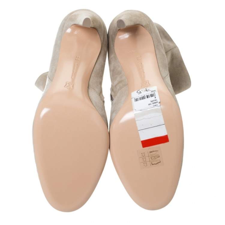 Pre Owned Gianvito Rossi Grey Suede Round Toe Ankle Boots Size 40.5