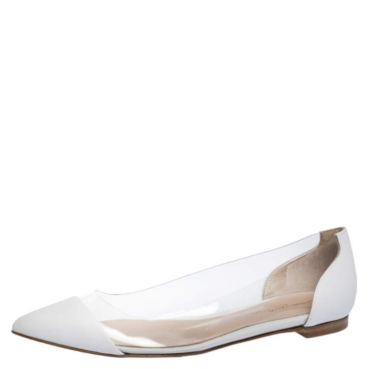 white pointed ballet flats
