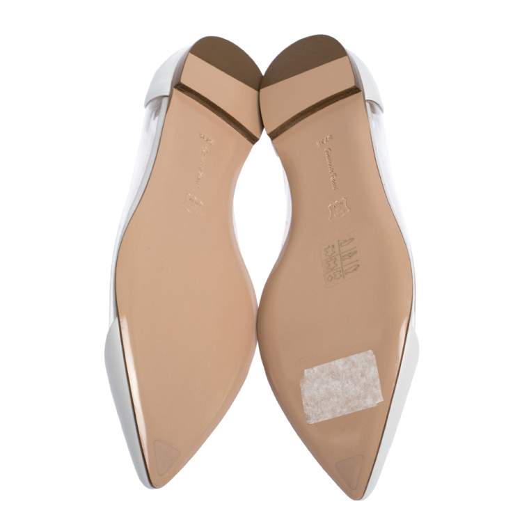 Pre Owned Gianvito Rossi White PVC and Leather Plexi Pointed Toe Ballet Flats Size 37.5