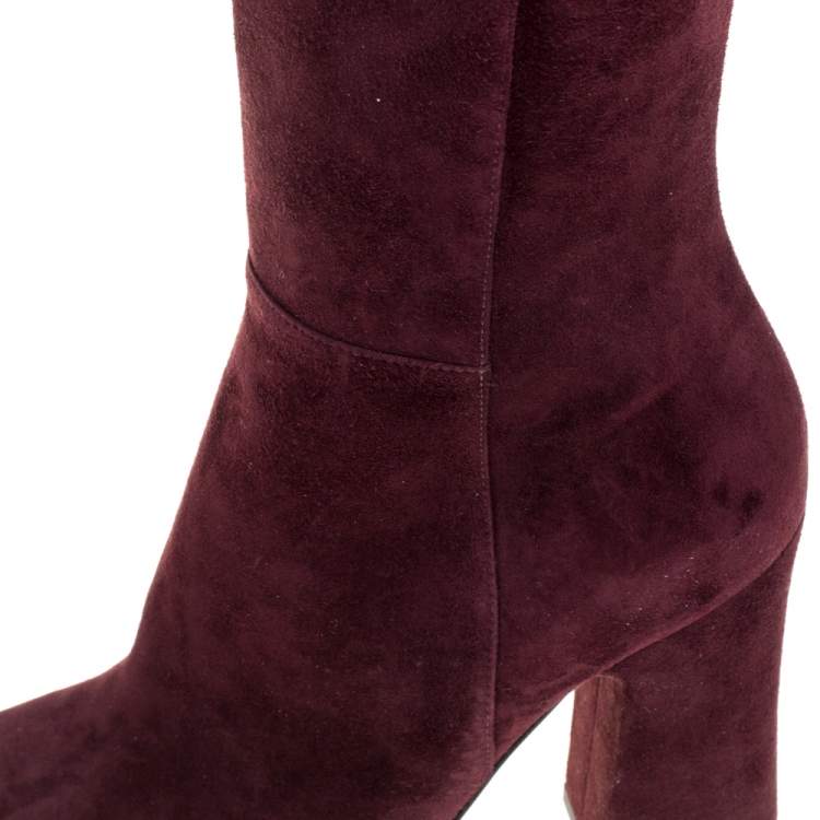 Pre Owned Gianvito Rossi Burgundy Suede Knee High Boots Size 36