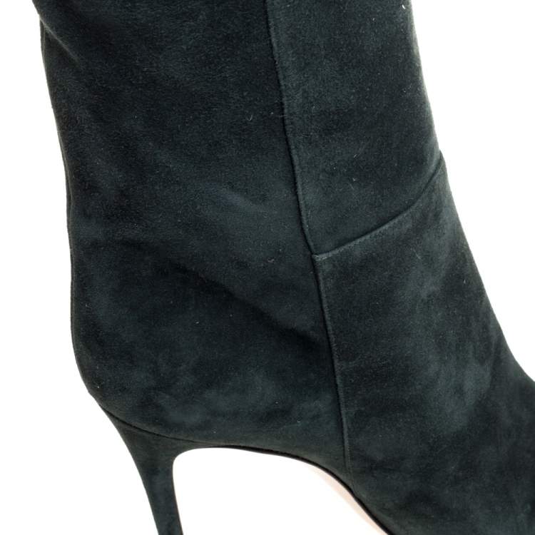 Pre Owned Gianvito Rossi Green Suede Knee High Boots Size 41