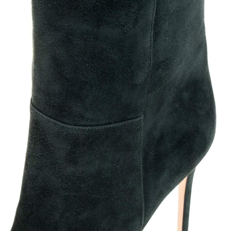 Pre Owned Gianvito Rossi Green Suede Knee High Boots Size 41