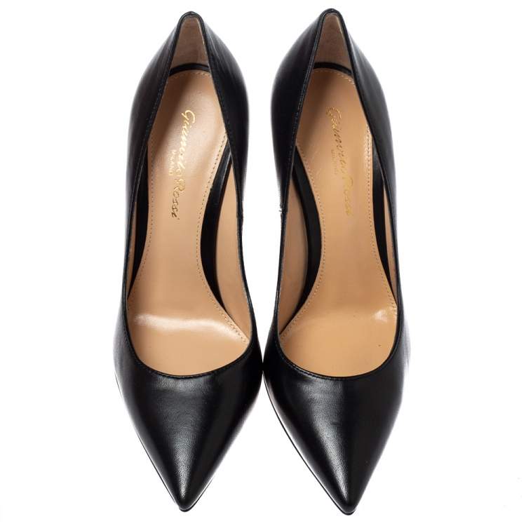 Pre Owned Gianvito Rossi Black Leather Pointed Toe Pumps Size 36