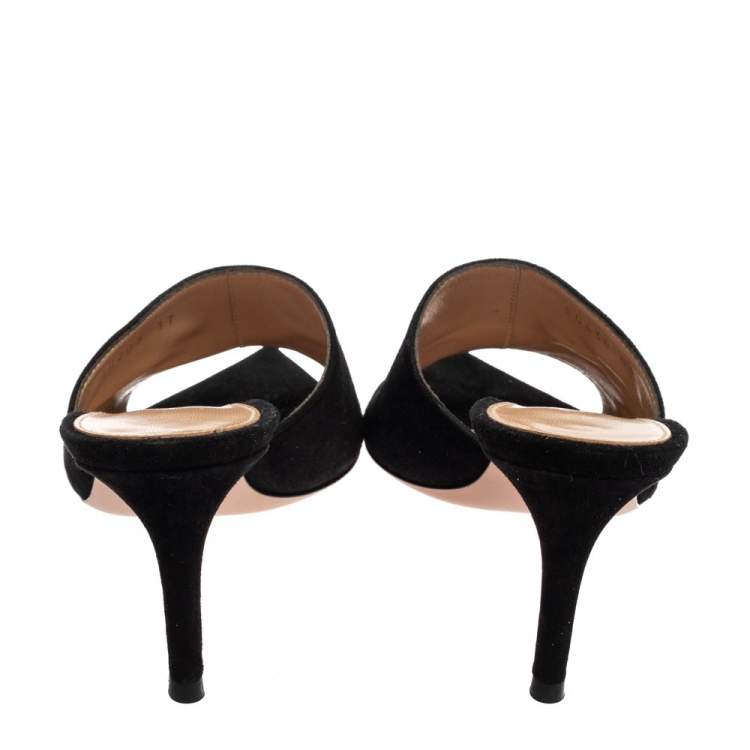 Pre Owned Gianvitto Rossi Black Suede Alise Mule Sandals Size 37