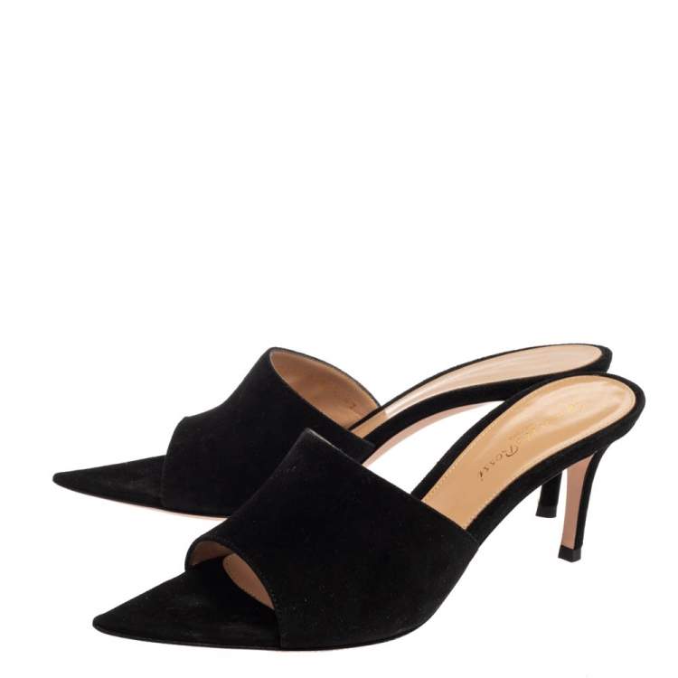 Pre Owned Gianvitto Rossi Black Suede Alise Mule Sandals Size 37