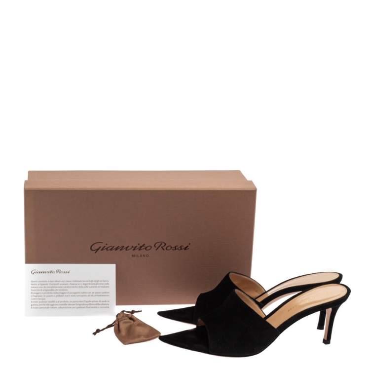 Pre Owned Gianvitto Rossi Black Suede Alise Mule Sandals Size 37